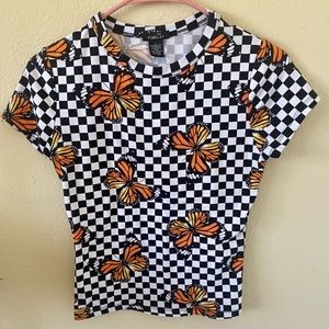 Checkered butterfly large shirt